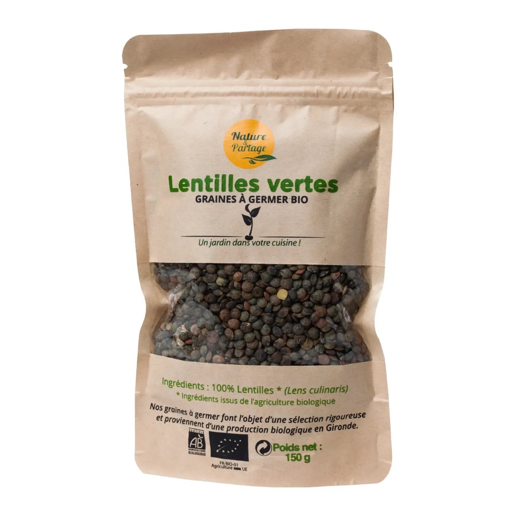 Graines à germer bio de Lentilles vertes – 150 g