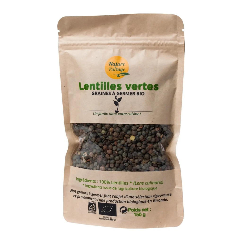 Organic Green Lentil Sprouting Seeds - 150 g