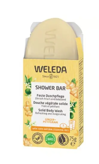 Solid ginger and petitgrain plant-based shower gel
