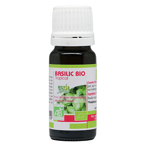 Huile Essentielle De Basilic Tropical Bio AB - Marque Gph Diffusion - Flacon Neuf Pour Aromathérapie Et Bien-être